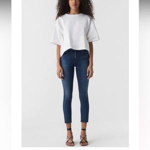 AGOLDE Sophie High Rise Crop Skinny Jean With Raw Hem
